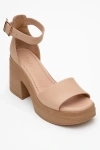Forever & Always Shoes Margot Leather Platform Sandal In Brown