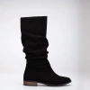 Forever & Always Shoes Maribel Knee High Slouch Boots In Black Suede