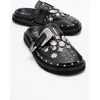 Forever & Always Shoes Maril Leather Buckle Sandal In Black