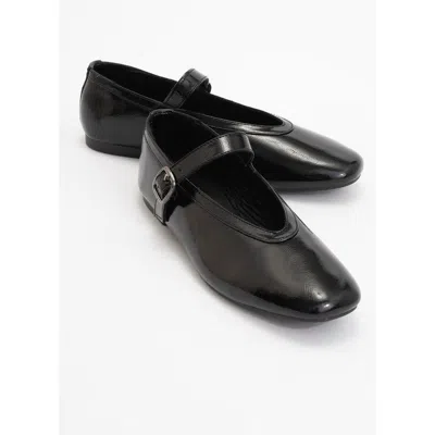 Forever & Always Shoes Matilda Leather Mary Jane Flats In Black Patent Leather