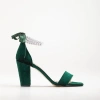 Forever & Always Shoes Women's Melissa - Green Velvet Sandals With Pearls