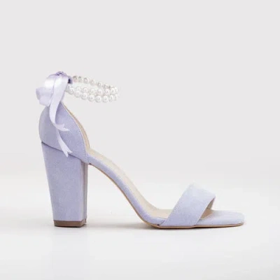 Forever & Always Shoes Women's Pink / Purple Melissa - Lilac Suede Sandals With Pearls