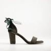 Forever & Always Shoes Women's Melissa - Olive Green Velvet Sandals With Pearls