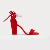 Forever & Always Shoes Women's Melissa - Red Suede Sandals With Pearls