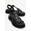 Forever & Always Shoes Melvin Leather Sandal In Black