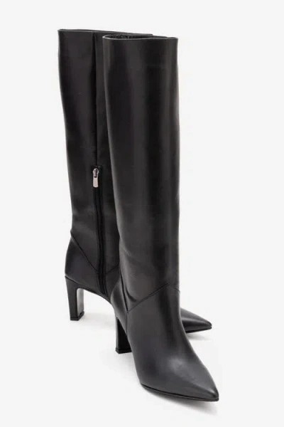 Forever & Always Shoes Merla Leather Block Heel Boot In Black