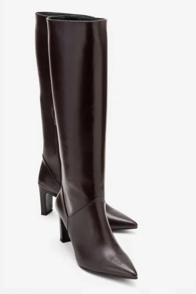 Forever & Always Shoes Merla Leather Block Heel Boot In Brown
