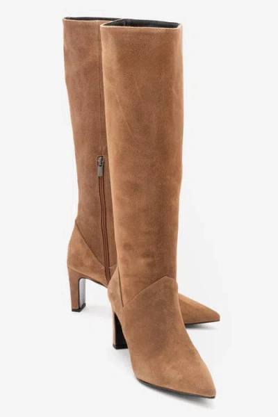 Forever & Always Shoes Merla Leather Block Heel Boot In Brown