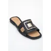Forever & Always Shoes Millie Leather Buckle Slide