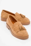 Forever & Always Shoes Milly Leather Tassel Loafer In Cognac Suede Leather