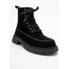Forever & Always Shoes Mina Leather Combat Boot In Black