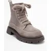 Forever & Always Shoes Mina Leather Combat Boot In Gray