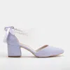 Forever & Always Shoes Miranda Low Block Heels With Pearls