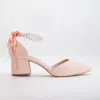Forever & Always Shoes Miranda Low Block Heels With Pearls