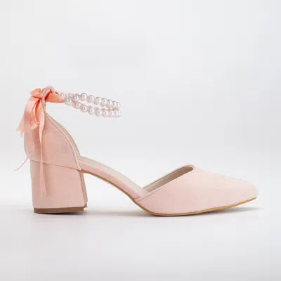 Forever & Always Shoes Miranda Low Block Heels With Pearls