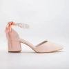 Forever & Always Shoes Miranda Low Block Heels With Pearls In Pink