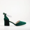 Forever & Always Shoes Women's Miranda - Emerald Green Velvet Heels With Pearls In Emerald Green