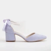 Forever & Always Shoes Miranda Low Block Heels With Pearls In Lilac