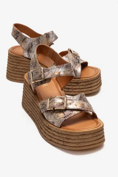 Forever & Always Shoes Mirette Leather Platform Sandal In Brown