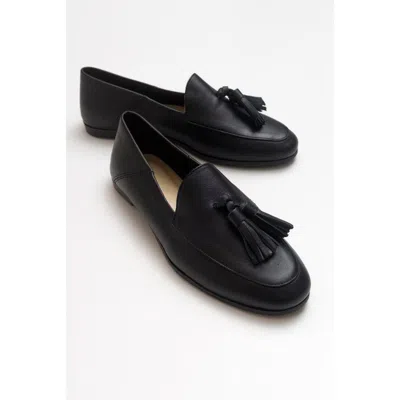 Forever & Always Shoes Mona Soft Leather Tassel Loafer In Black Leather