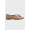 Forever & Always Shoes Mona Soft Leather Tassel Loafer In Cream Beige Leather