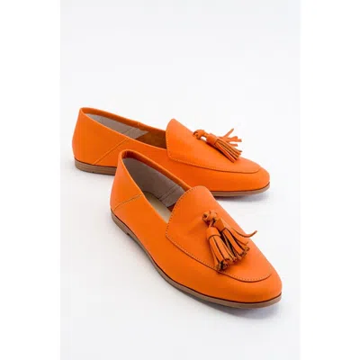 Forever & Always Shoes Mona Soft Leather Tassel Loafer In Orange