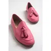 Forever & Always Shoes Mona Soft Leather Tassel Loafer In Pink