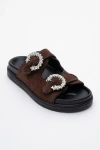 Forever & Always Shoes Morelia Suede Leather Slide Sandal