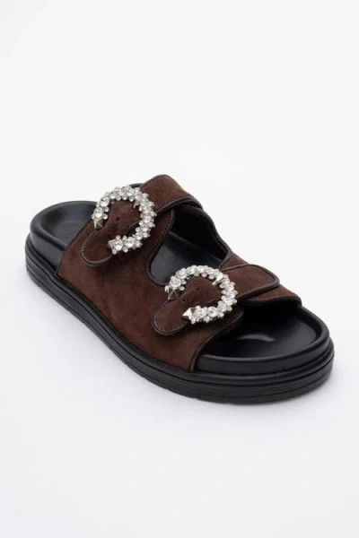 Forever & Always Shoes Morelia Suede Leather Slide Sandal
