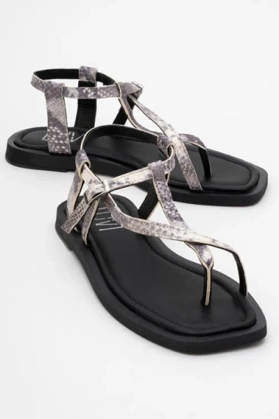 Forever & Always Shoes Morgana Leather Thong Sandal In Black