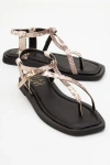 Forever & Always Shoes Morgana Leather Thong Sandal In Brown