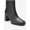 Forever & Always Shoes Napoli Leather Block Heel Boot In Black