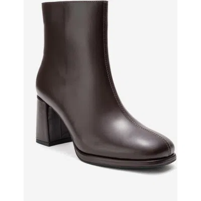 Forever & Always Shoes Napoli Leather Block Heel Boot In Brown