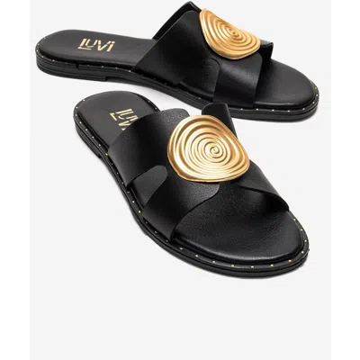 Forever & Always Shoes Nolita Leather Slide Sandal In Black