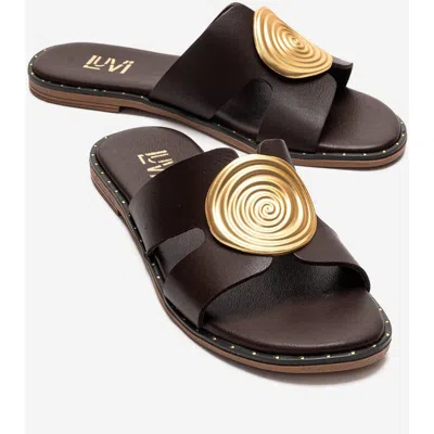 Forever & Always Shoes Nolita Leather Slide Sandal In Multi