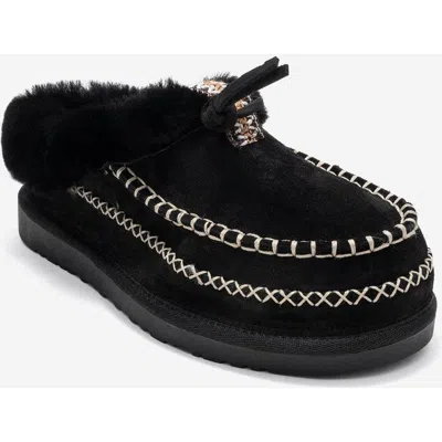 Forever & Always Shoes Noriel Leather Moccasin Slippers In Black