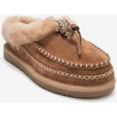 Forever & Always Shoes Noriel Leather Moccasin Slippers In Brown