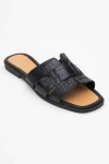 Forever & Always Shoes Notre Leather Flat Sandals In Black