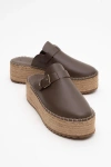 Forever & Always Shoes Novas Leather Platform Espadrille Mule