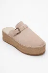 Forever & Always Shoes Novas Leather Platform Espadrille Mule In Gold
