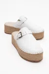Forever & Always Shoes Novas Leather Platform Espadrille Mule In White