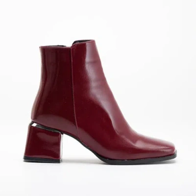 Forever & Always Shoes Odette Ankle Boots In Burgundy Patent