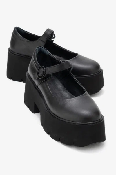 Forever & Always Shoes Orina Leather Platform Mary Jane Shoe In Black