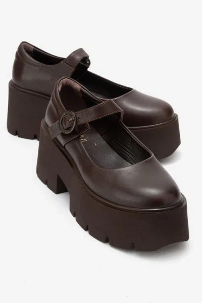 Forever & Always Shoes Orina Leather Platform Mary Jane Shoe In Brown