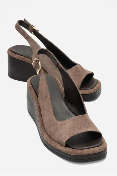 Forever & Always Shoes Orlena Leather Platform Wedge Sandal In Mink Suede