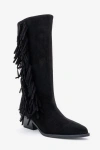 Forever & Always Shoes Orlo Leather Fringed Western Boot In Black
