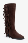 Forever & Always Shoes Orlo Leather Fringed Western Boot In Brown