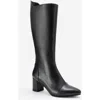 Forever & Always Shoes Osmera Leather Block Heel Knee High Boot In Black