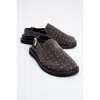 Forever & Always Shoes Our Leather Studded Clogs In Gray