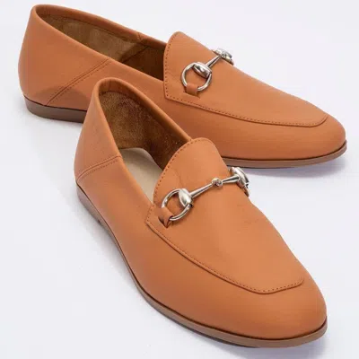 Forever & Always Shoes Penny Leather Horsebit Loafers In Orange Leather
